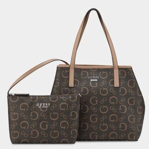 GUESS Brown Tote Handbag With Pouch